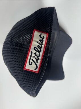 Titleist Black Mesh Cap with White Patch and Red Border